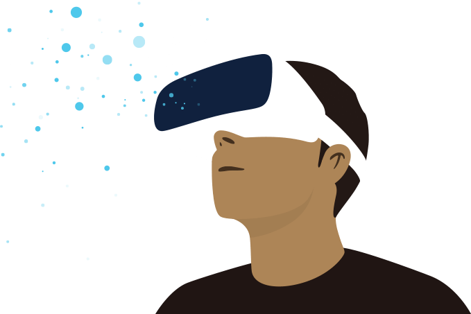 Illustration of man with VR Goggles 